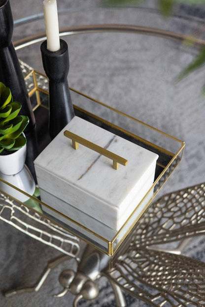 Minimal Box White Marble With Brass Handle