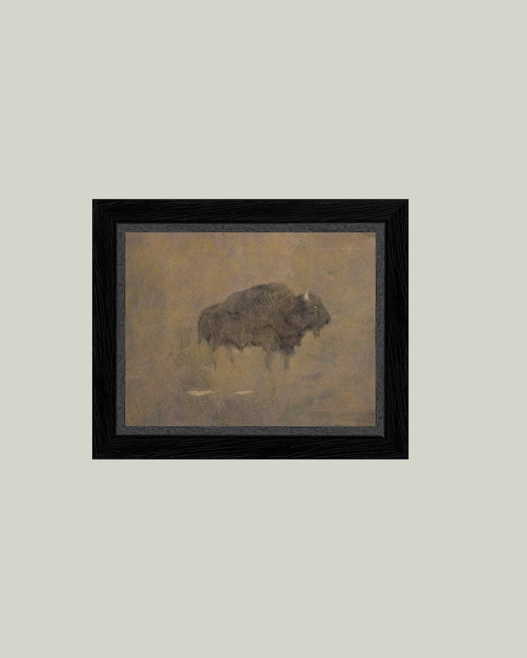 Buffalo in a Sandstorm Framed Antique Art