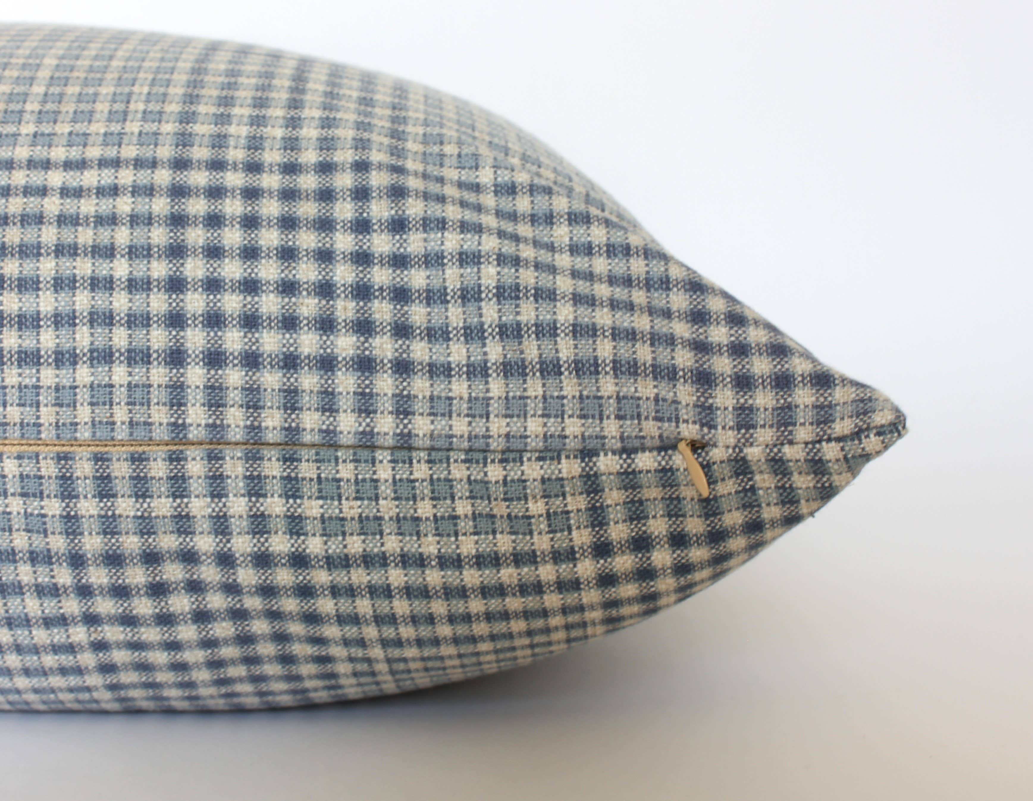 Olin Blue Gingham Lumbar Throw Pillow