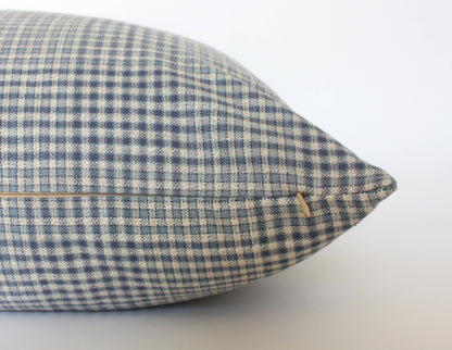 Olin Blue Gingham Lumbar Throw Pillow