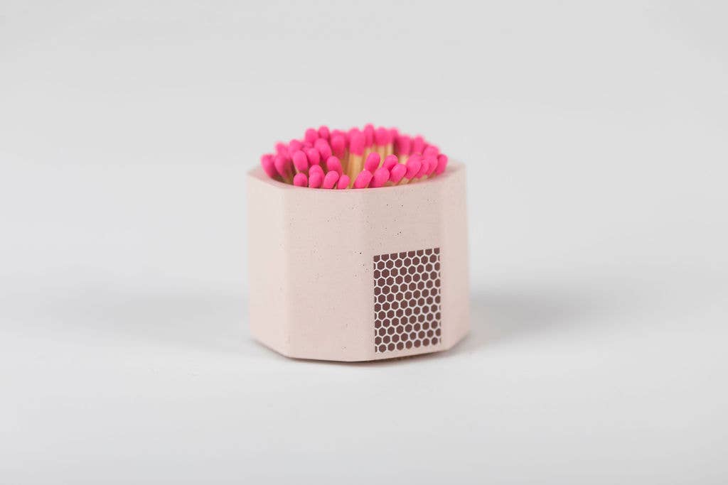 Concrete Match Holder – Modern Design with 2-Inch Safety Matches: All Black