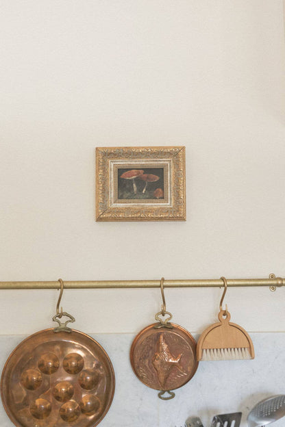 Vintage Mushrooms Framed Antique Art: 9x7