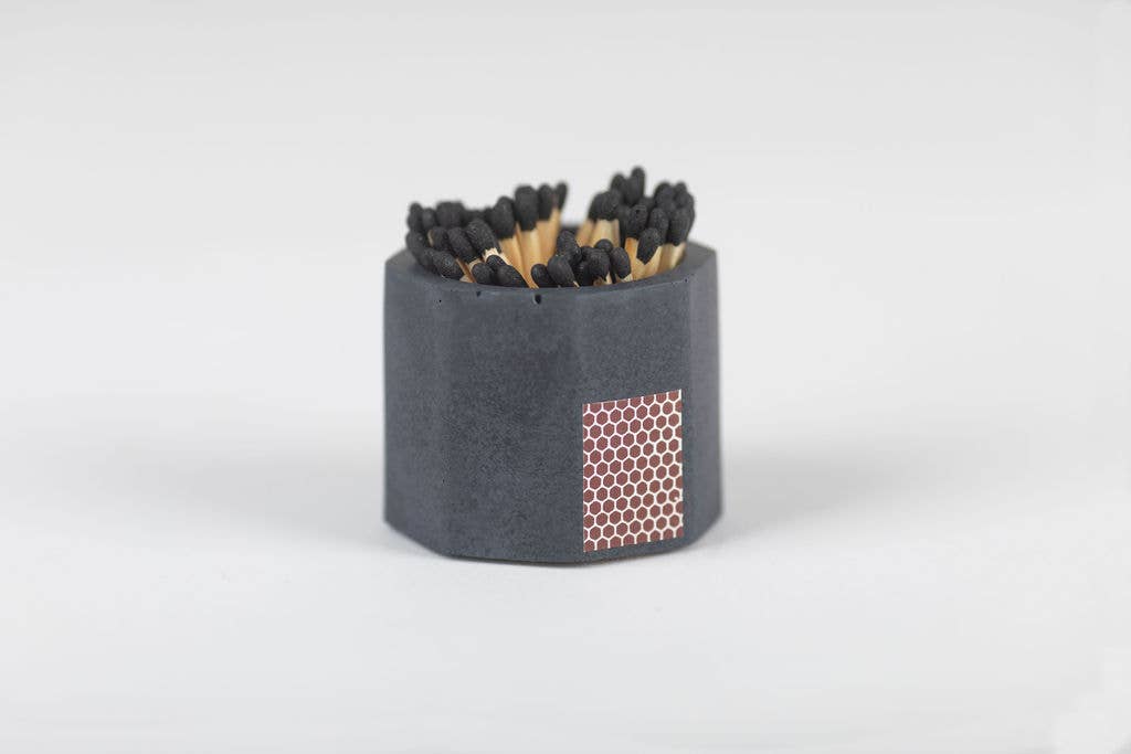 Concrete Match Holder – Modern Design with 2-Inch Safety Matches: Navy
