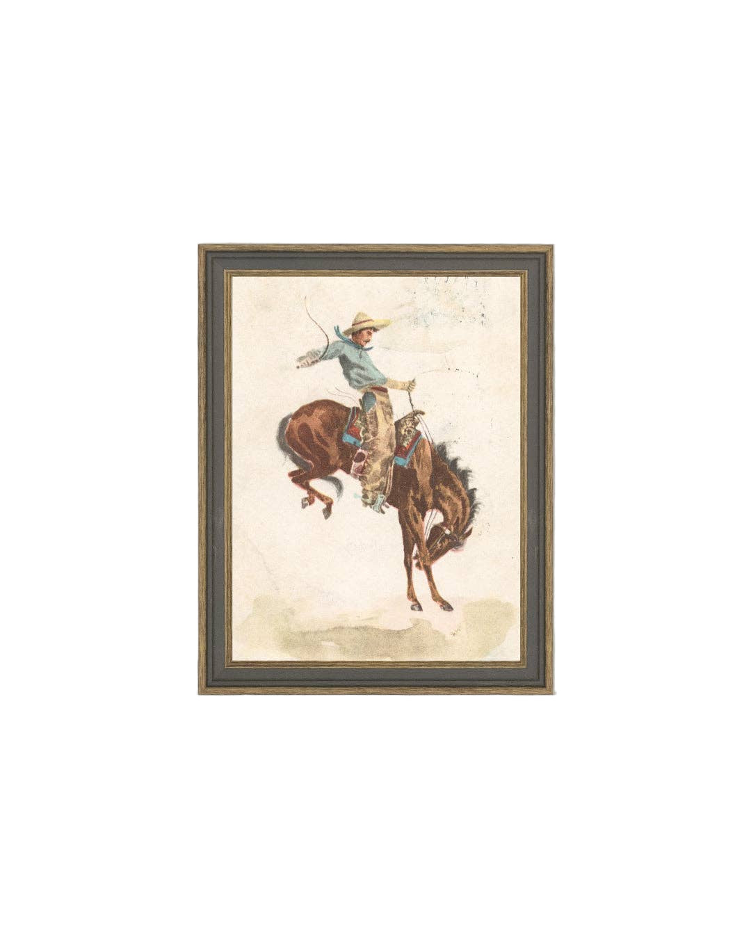 Bucking Bronco Framed Antique Art