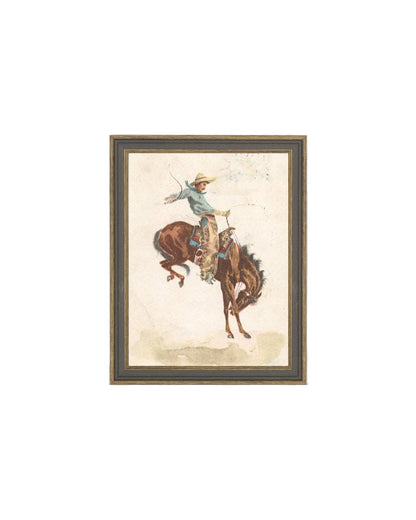 Bucking Bronco Framed Antique Art