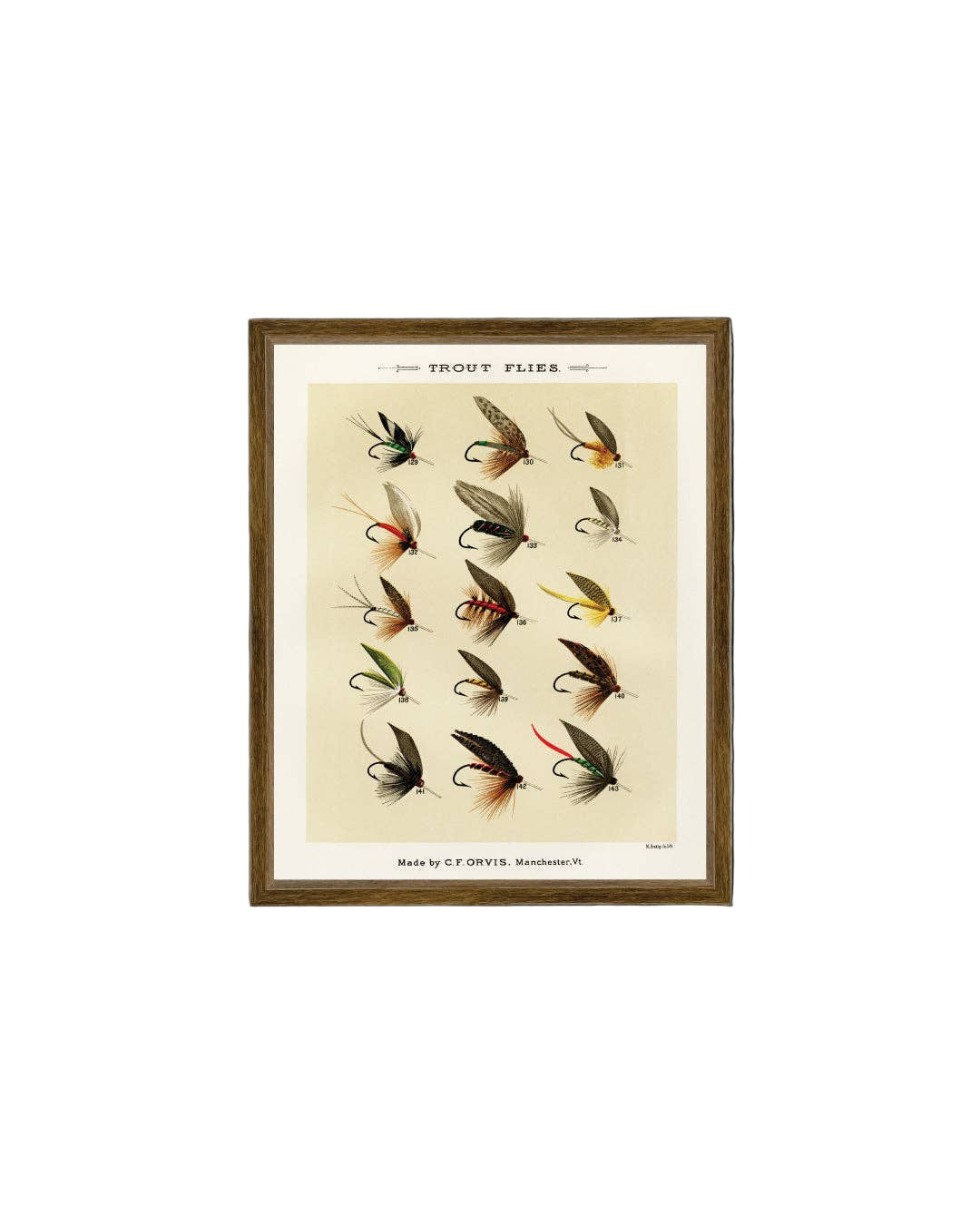 Trout Flies Framed Antique Art