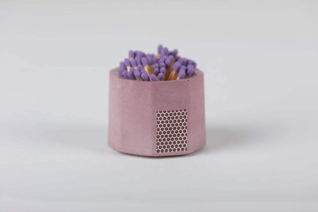 Concrete Match Holder – Modern Design with 2-Inch Safety Matches: All Black