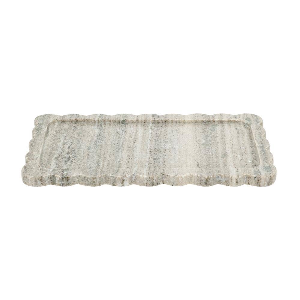 Scalloped Marble Tray with Natural Gray Finish