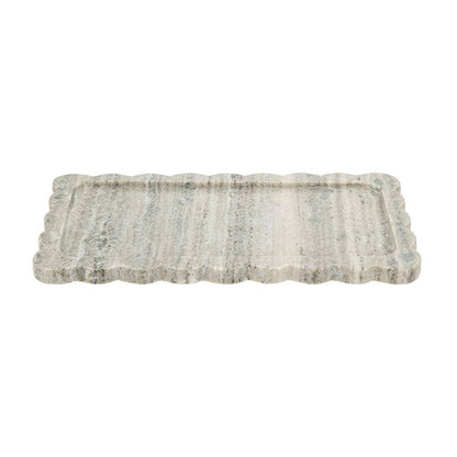 Scalloped Marble Tray with Natural Gray Finish