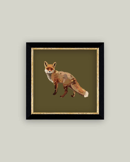 Fox Closeup Framed Antique Art
