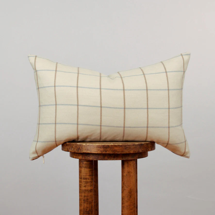 Wool Plaid Lumbar Pillow - 14x22