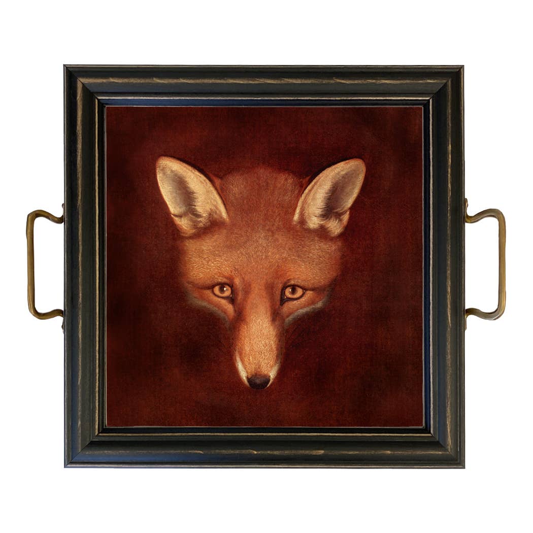 Fox Head Tray with Brass Handles