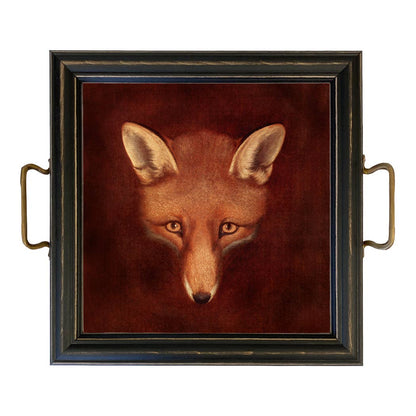 Fox Head Tray with Brass Handles