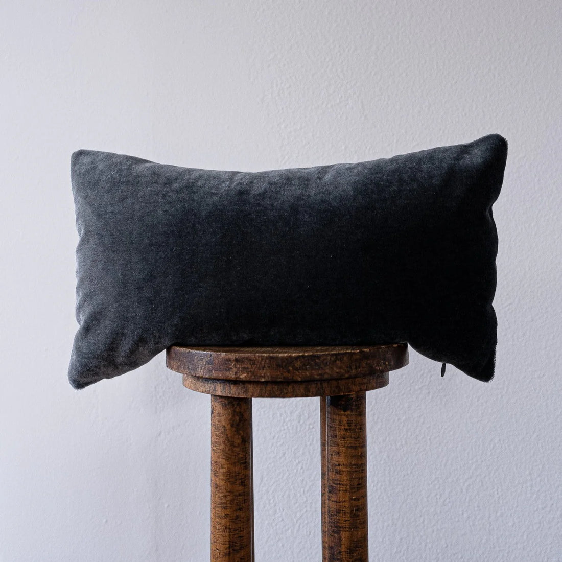 Charcoal Mohair Lumbar Pillow - 12x22