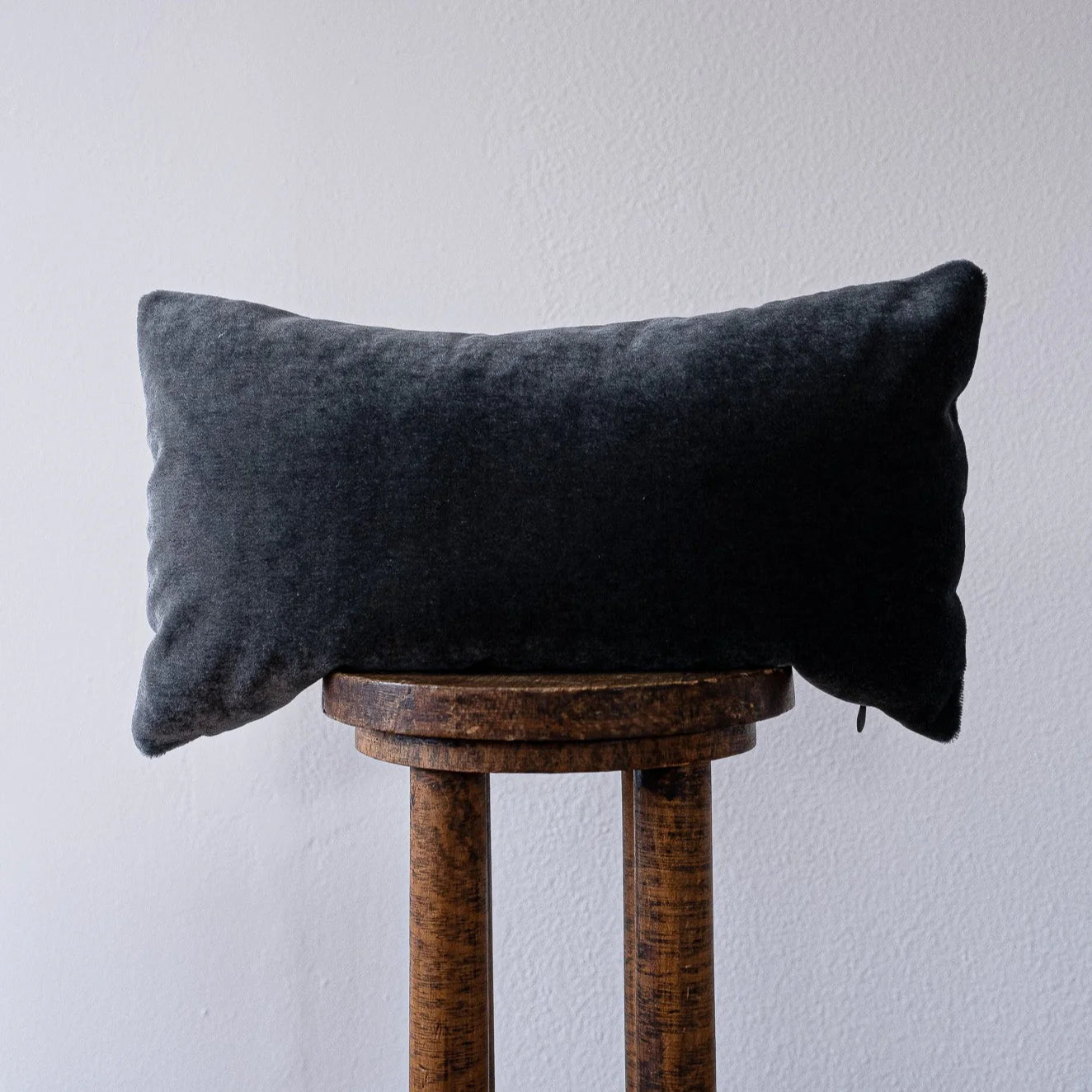 Charcoal Mohair Lumbar Pillow - 12x22