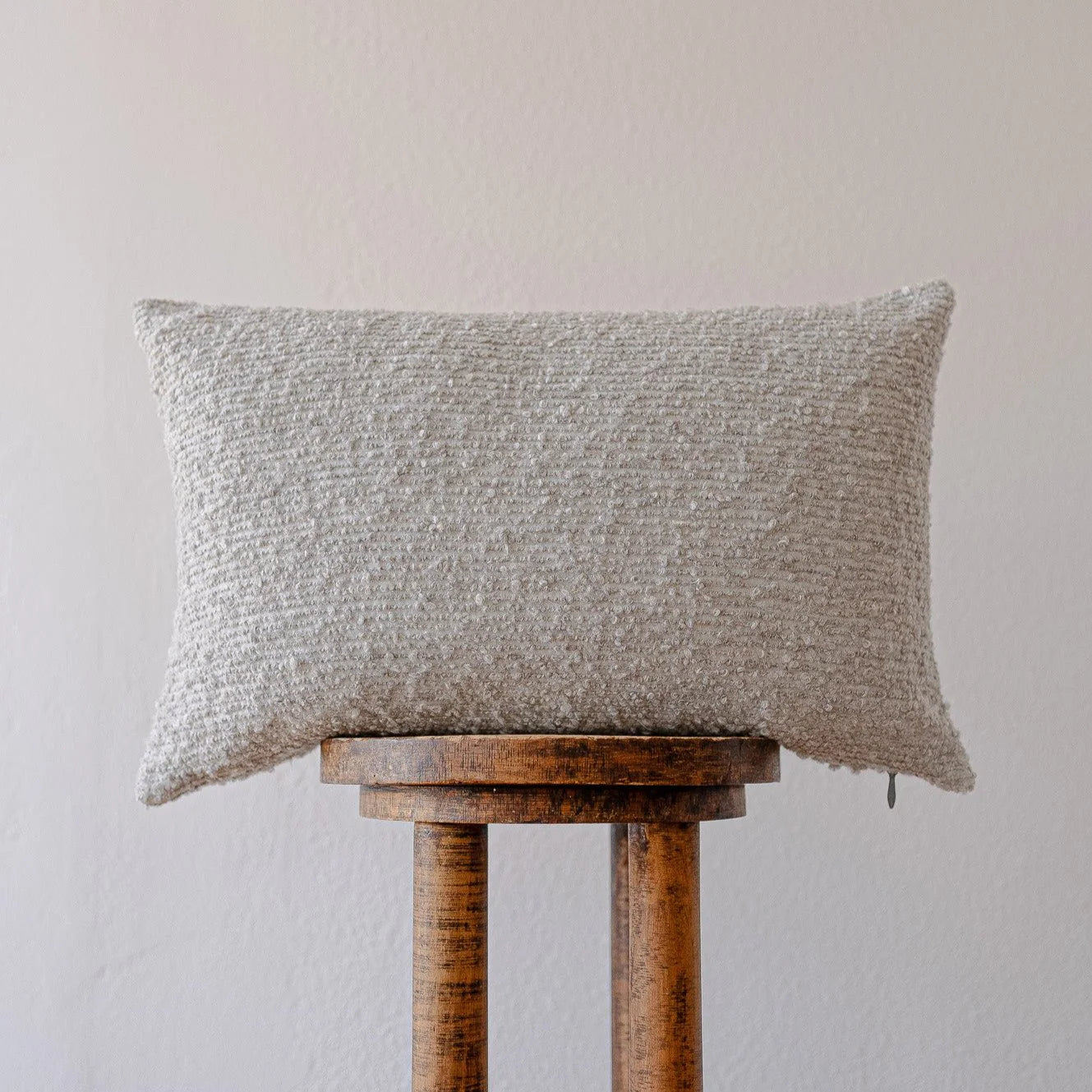 Grey Wool Lumbar Pillow - 14x22