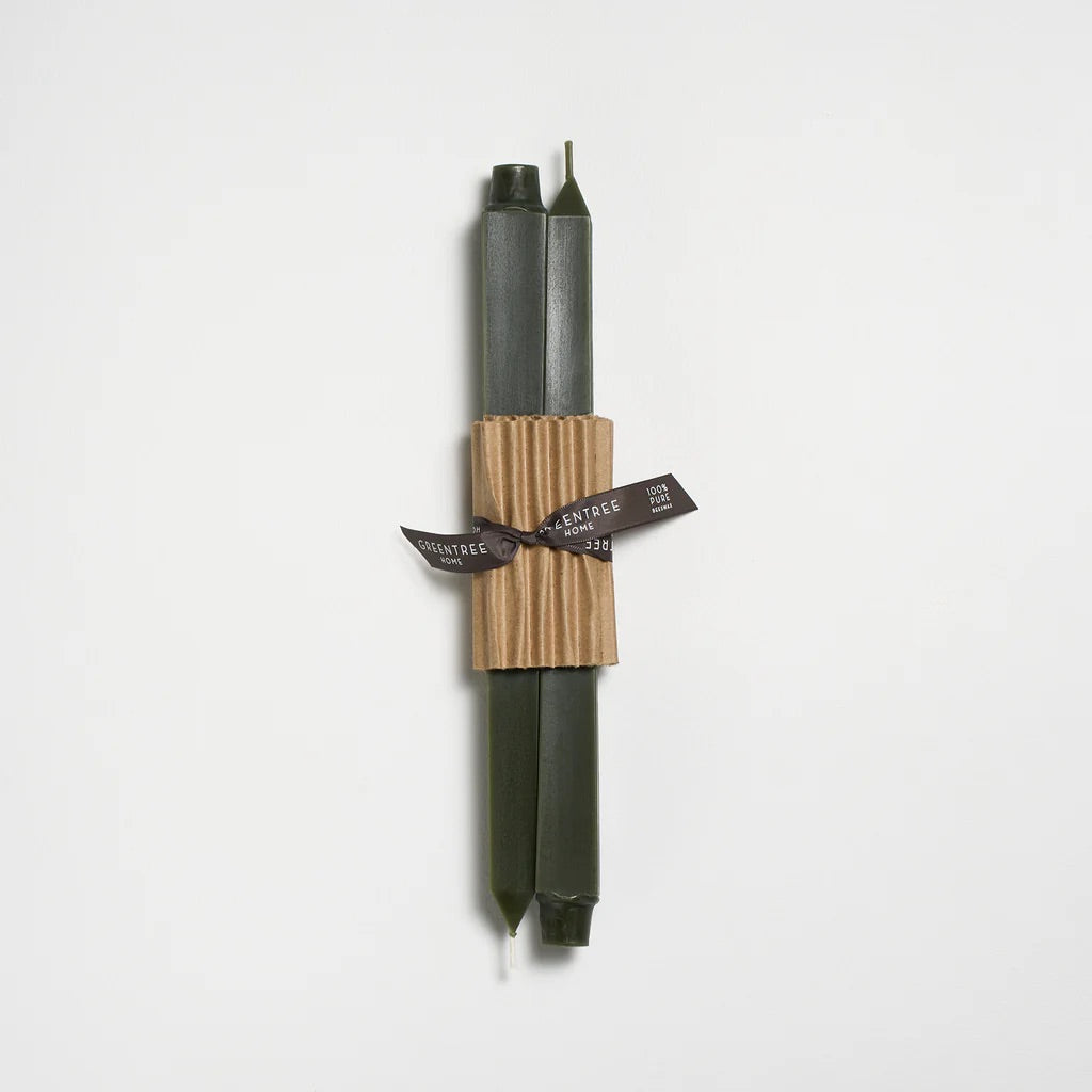 Square Taper Candles Green