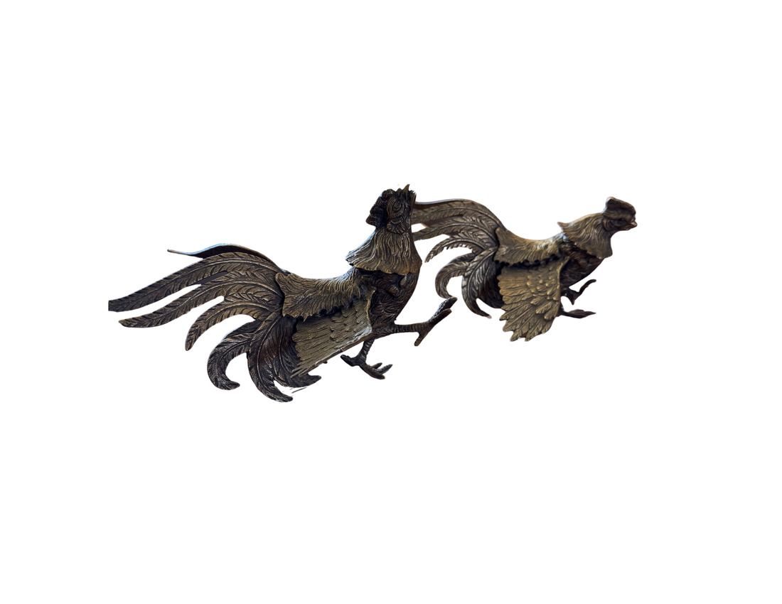 Pair of Brass Gamecocks