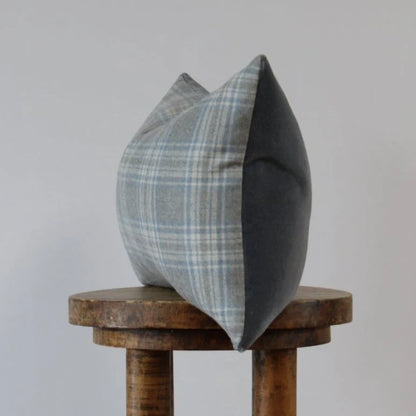 Plaid Wool &amp; Velvet Pillow - 12x20