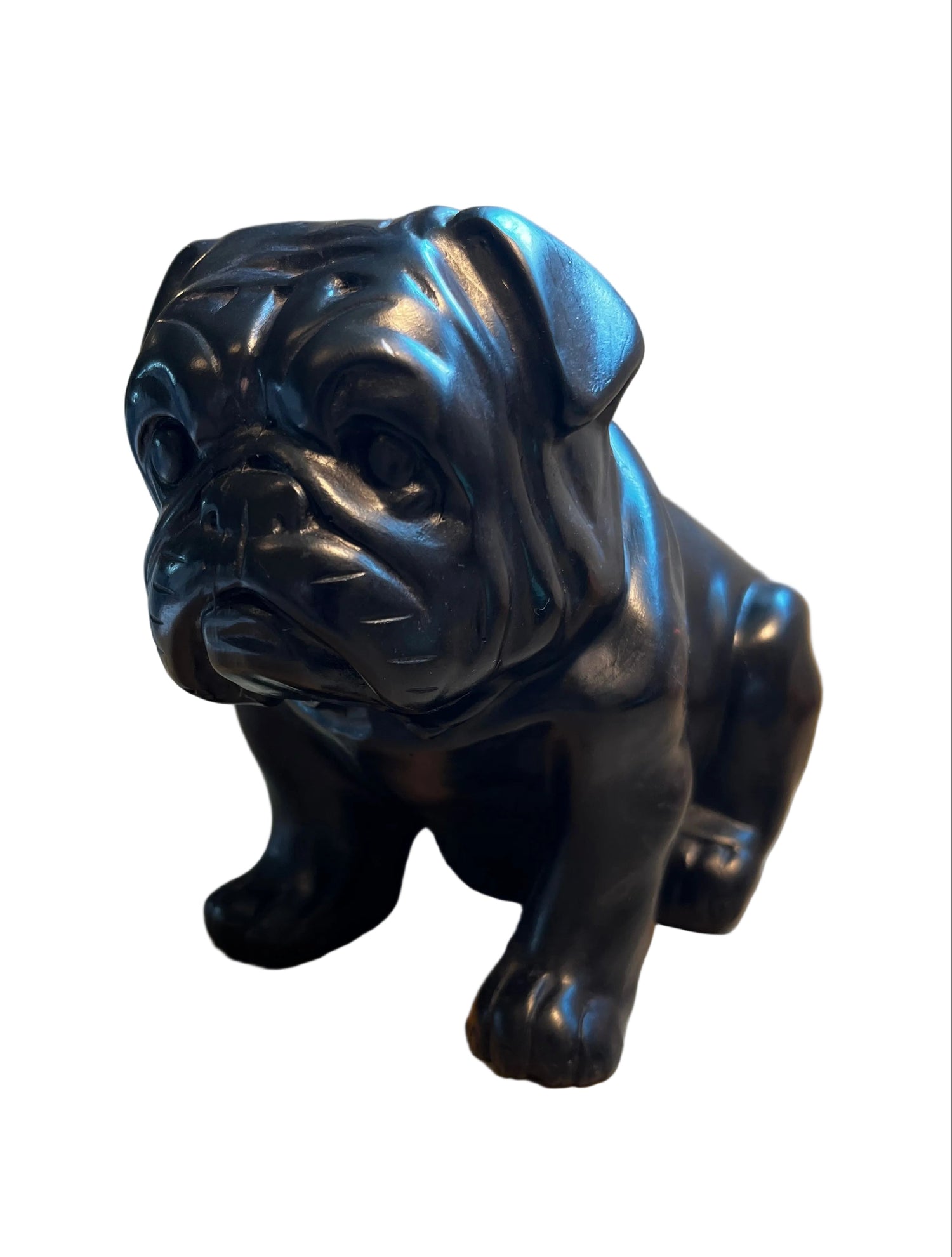 Black Resin Bulldog Sculpture