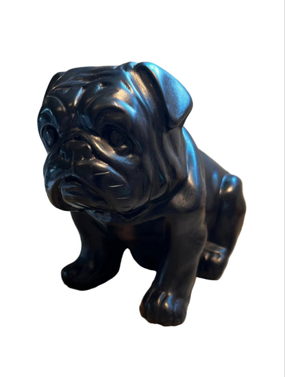 Black Resin Bulldog Sculpture