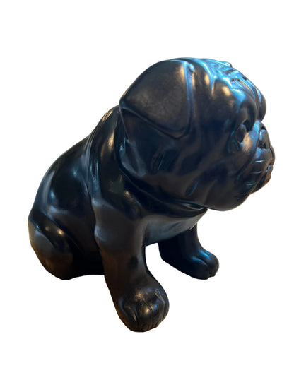 Black Resin Bulldog Sculpture