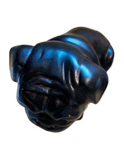 Black Resin Bulldog Sculpture