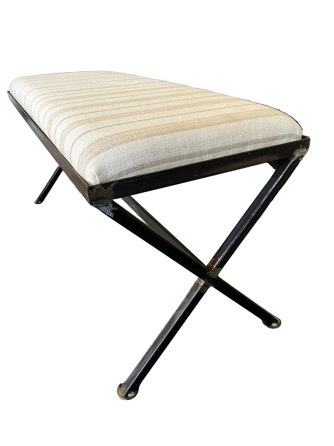 Neutral Stripe Blanket-Top Bench