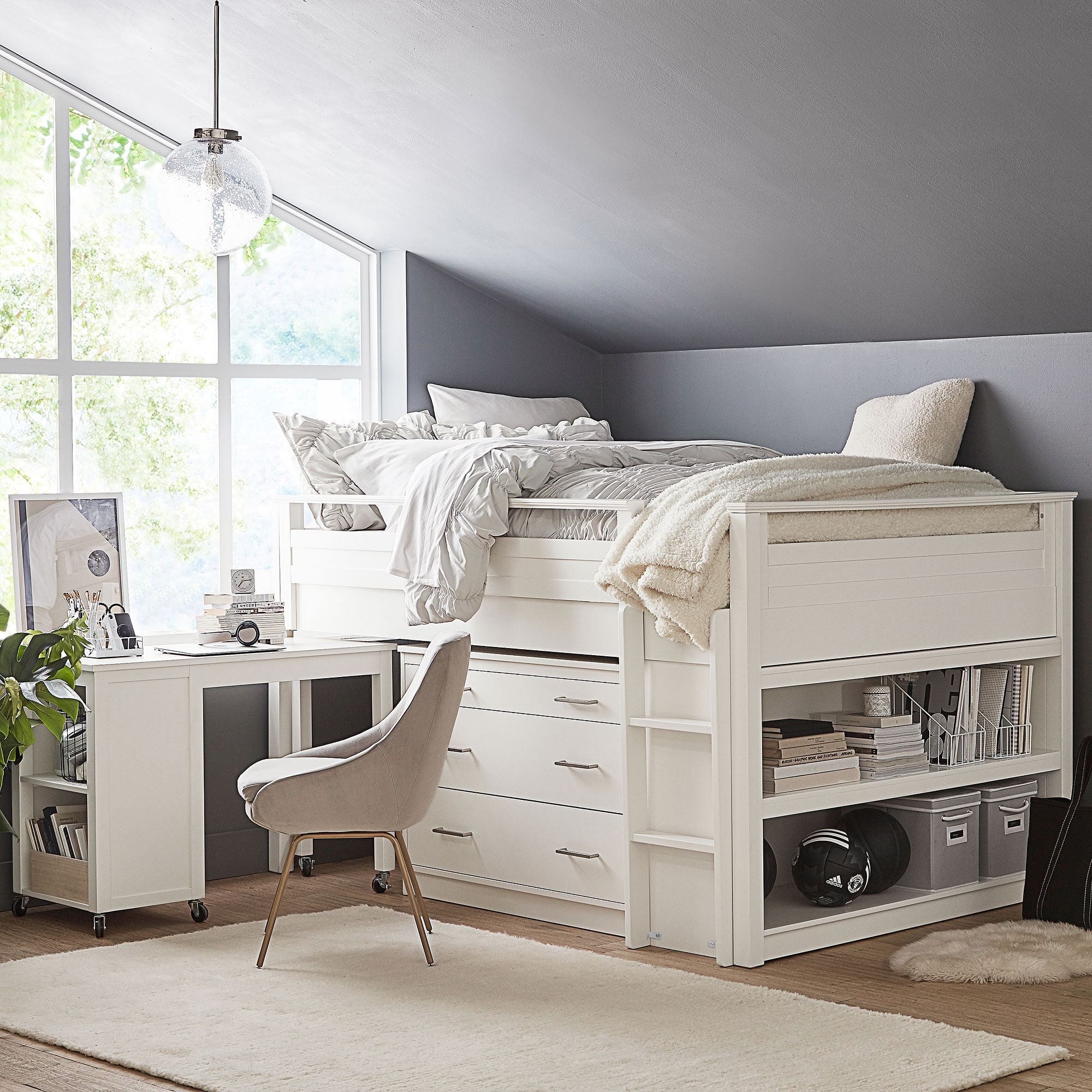 PB Teen Sleep and Study Low Loft Bed