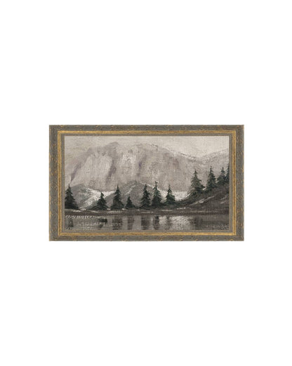 Muted Pine and Lake Framed Antique Art
