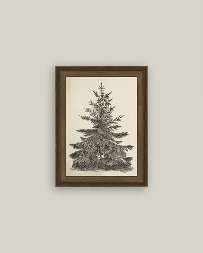Vintage Pine Tree Framed Antique Art
