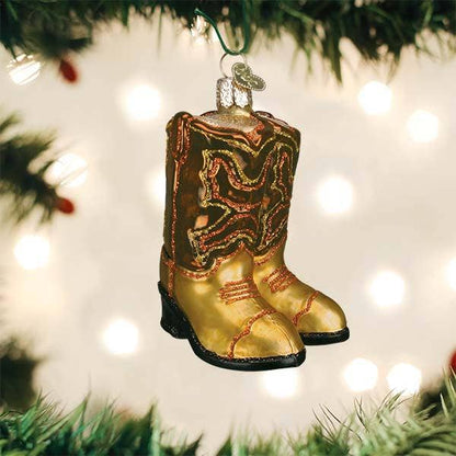 Brown Pair Of Cowboy Boots Ornament: 32494 / 12_10_6_12.5_L / 3.5 X 2.5 X 2.5