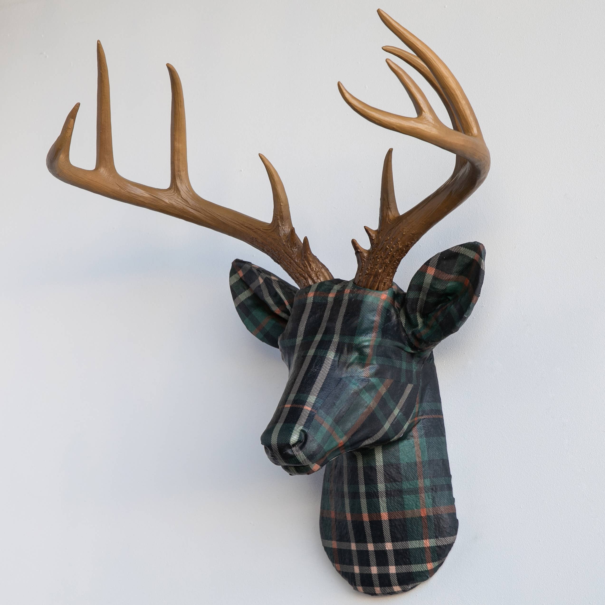 Fabric Deer Head - Hunt Club Plaid