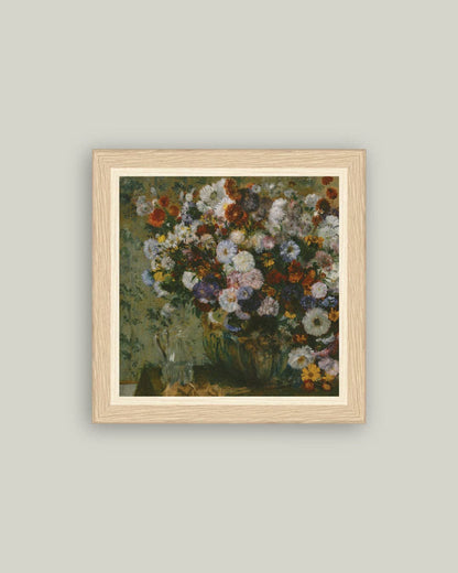 Bright Bouquet Framed Antique Art: 8x8