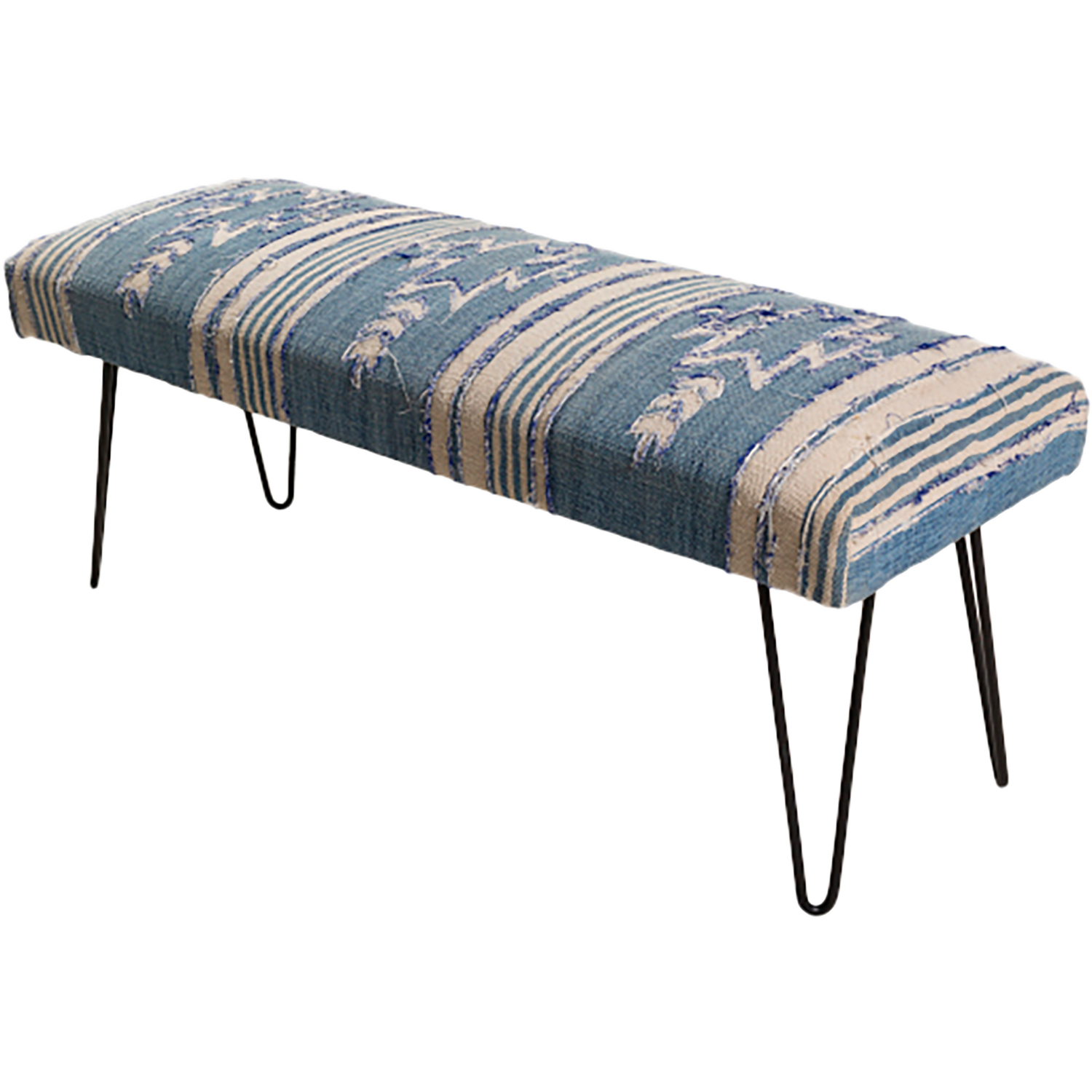 Batu Upholstered Top Bench - Blue