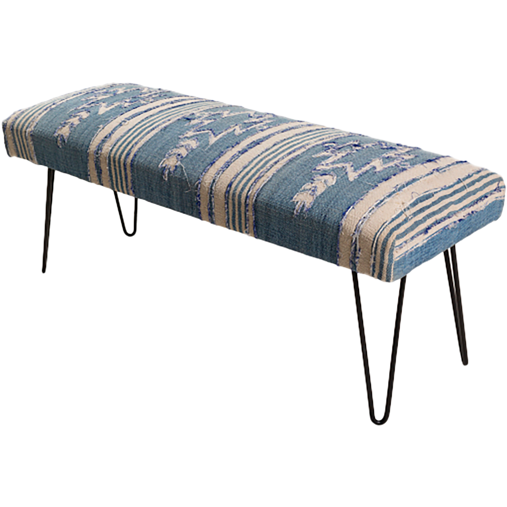 Batu Upholstered Top Bench - Blue