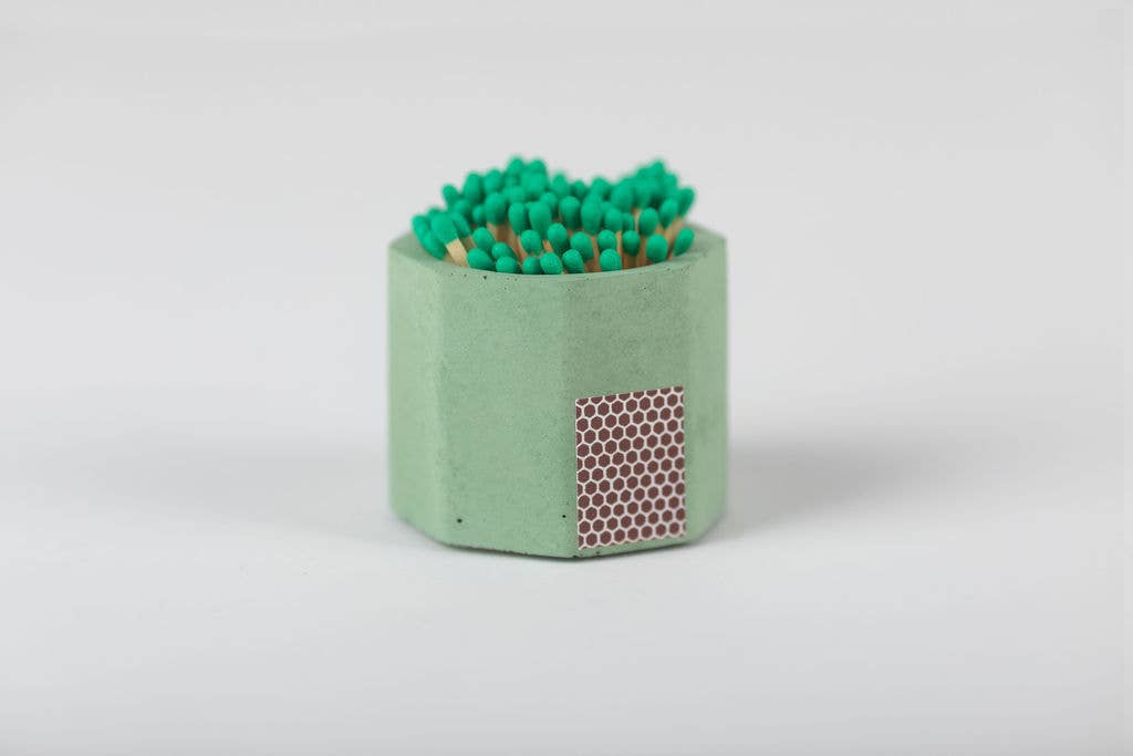 Concrete Match Holder – Modern Design with 2-Inch Safety Matches: Navy