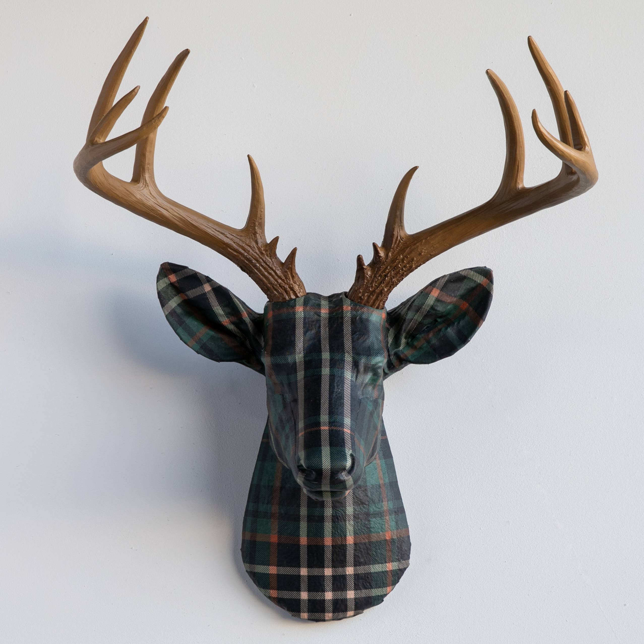 Fabric Deer Head - Hunt Club Plaid