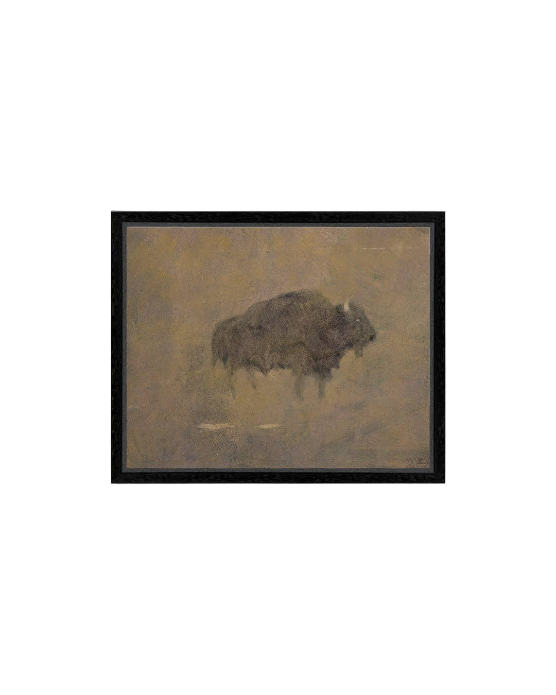Buffalo in a Sandstorm Framed Antique Art
