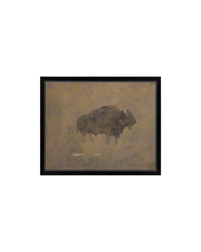 Buffalo in a Sandstorm Framed Antique Art