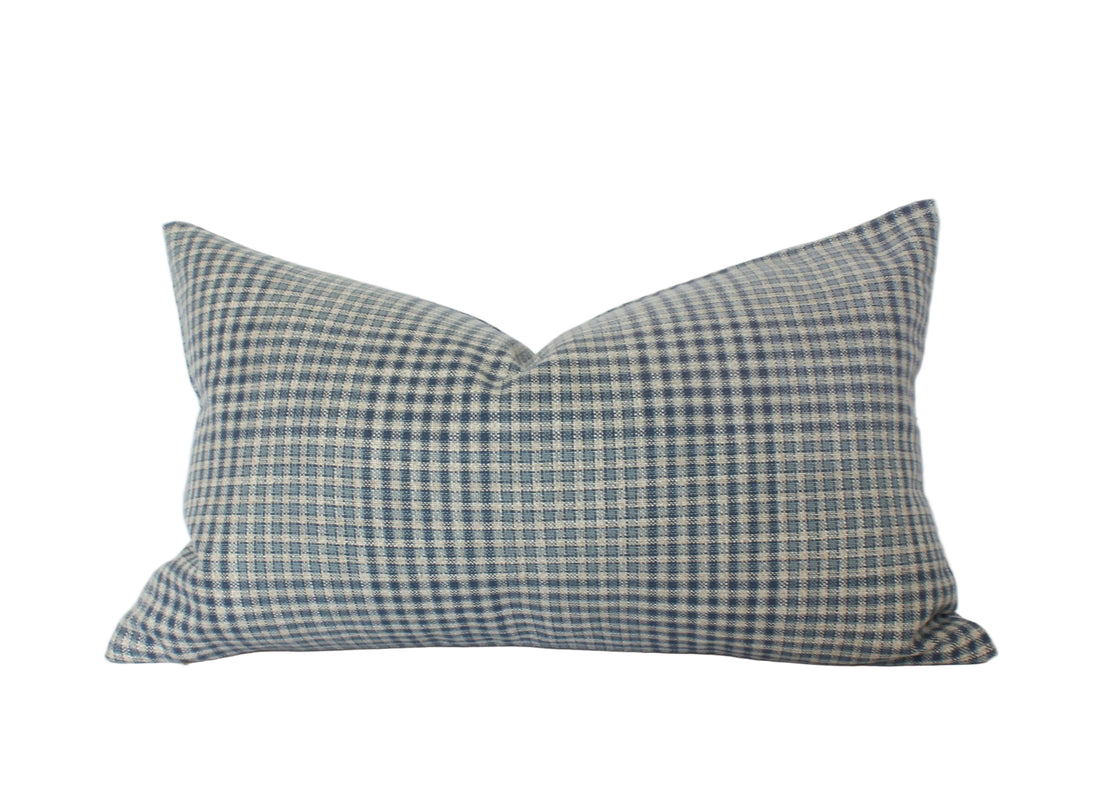 Olin Blue Gingham Lumbar Throw Pillow