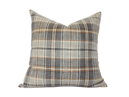 Nolan Brown Plaid Throw Pillow