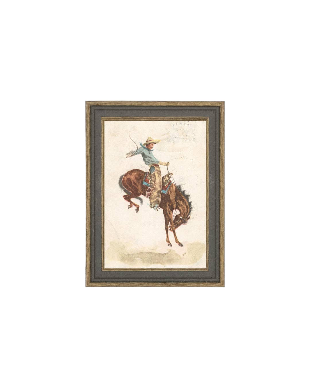 Bucking Bronco Framed Antique Art,