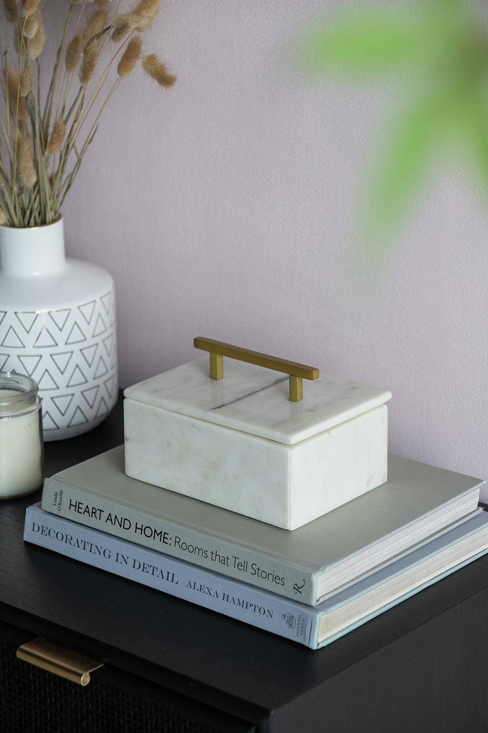 Minimal Box White Marble With Brass Handle