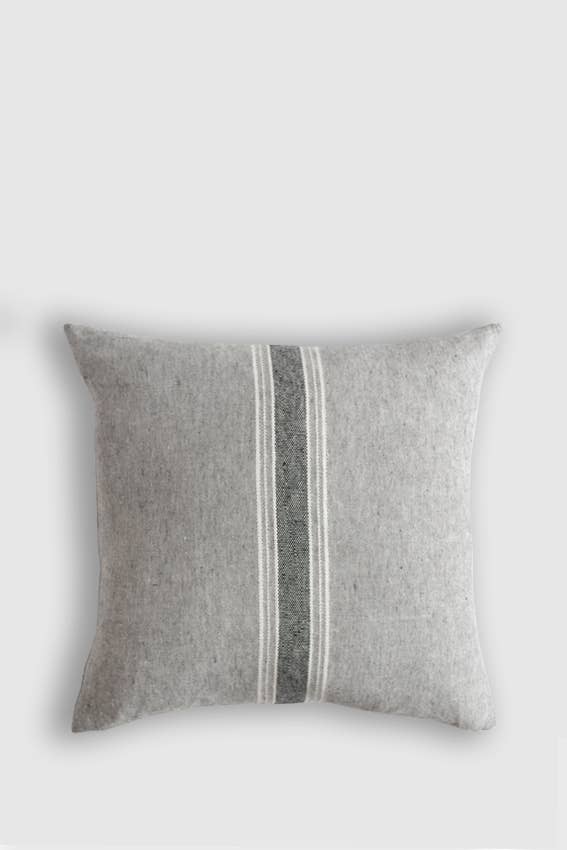 Casa Linen Pillow Cover - Available in 4 Colors: Beige with White and Navy Stripes