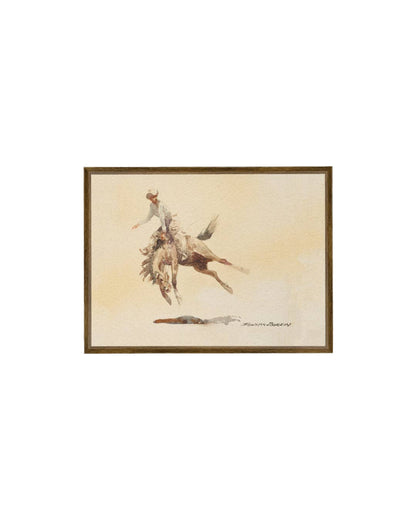 Bucking Rider Framed Antique Art