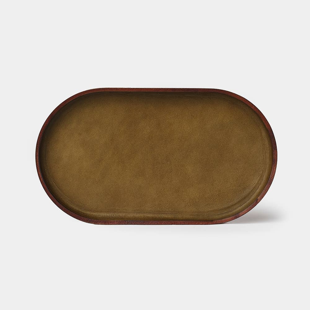 Leather Valet Tray - Olive