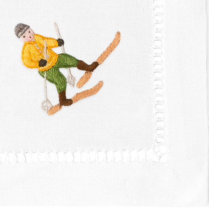 Skiers Cocktail Napkins - Mixed Set of 4