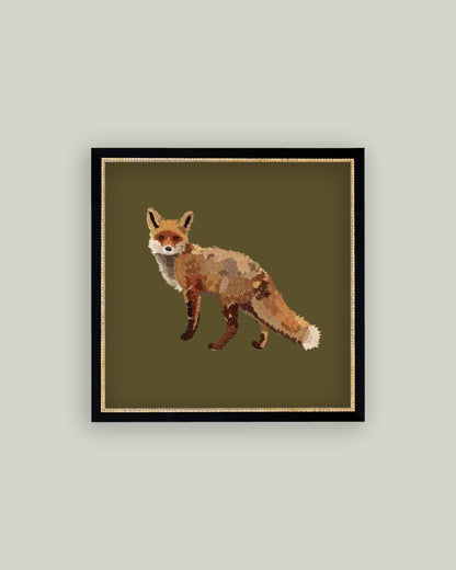 Fox Closeup Framed Antique Art