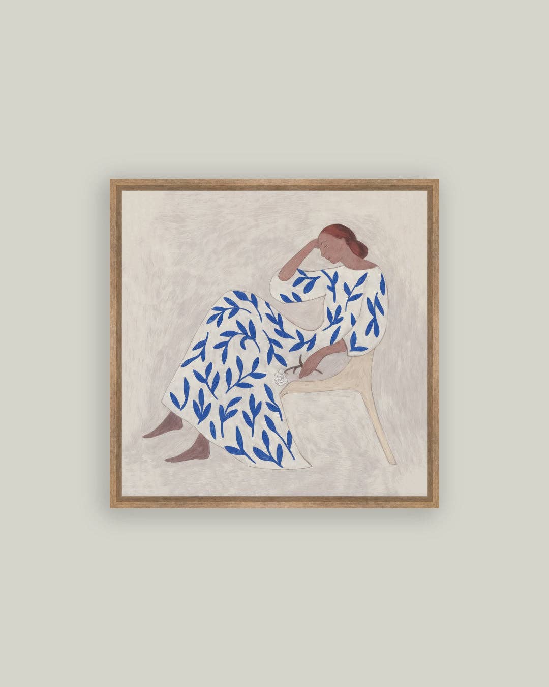 Thoughtful Woman in Blue: 8X8